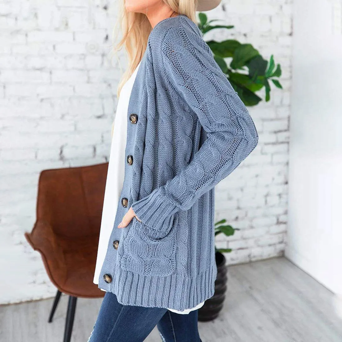 2021 Autumn Winter Warm Candy Color Knitted Cardigan Long Sleeve Women Sweaters