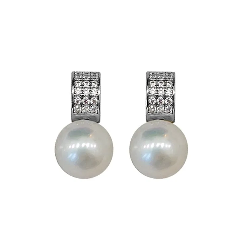 925 sterling silver shell pearl pearl inlaid earrings female simplicity and exquisite temperament niche design sense C