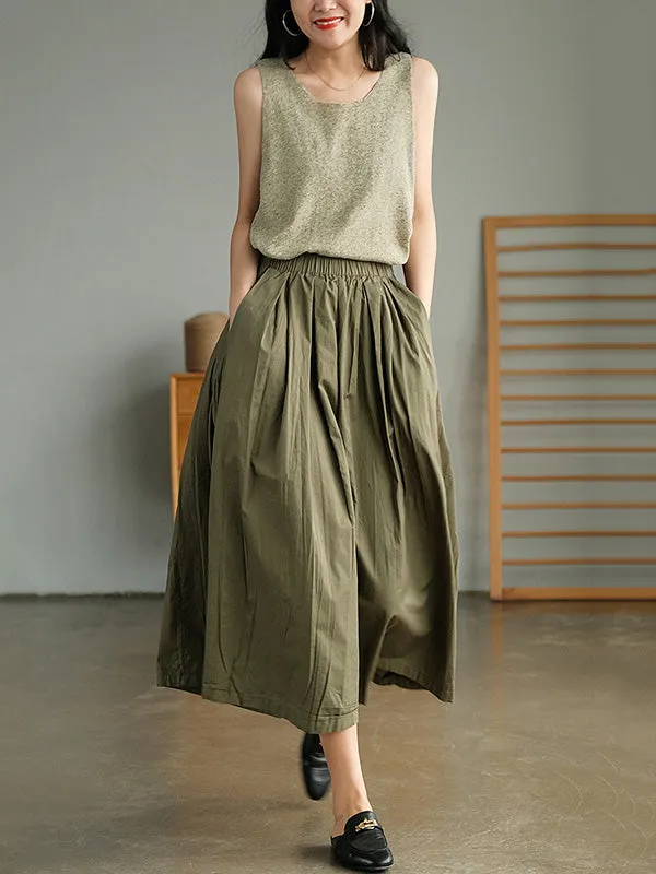 Artistic Retro Solid Color Super Loose Wide-Leg Pants