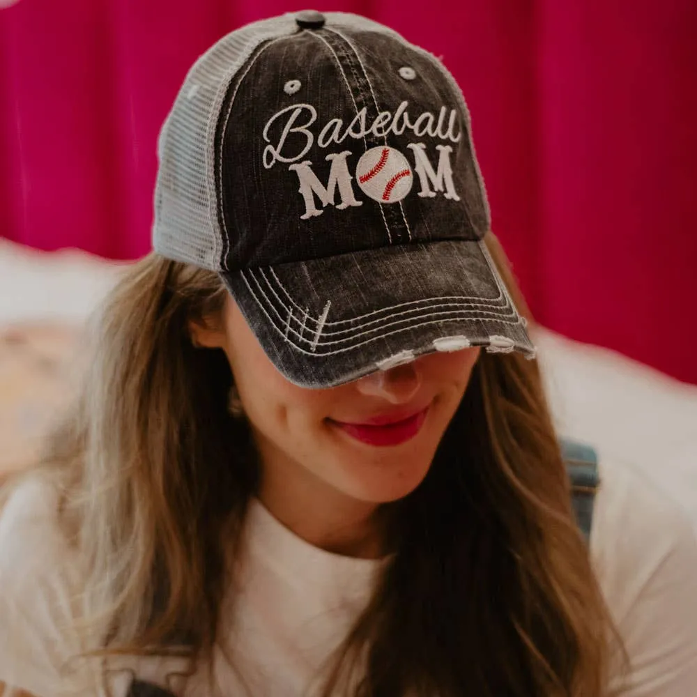 Baseball Mom Distressed Hat