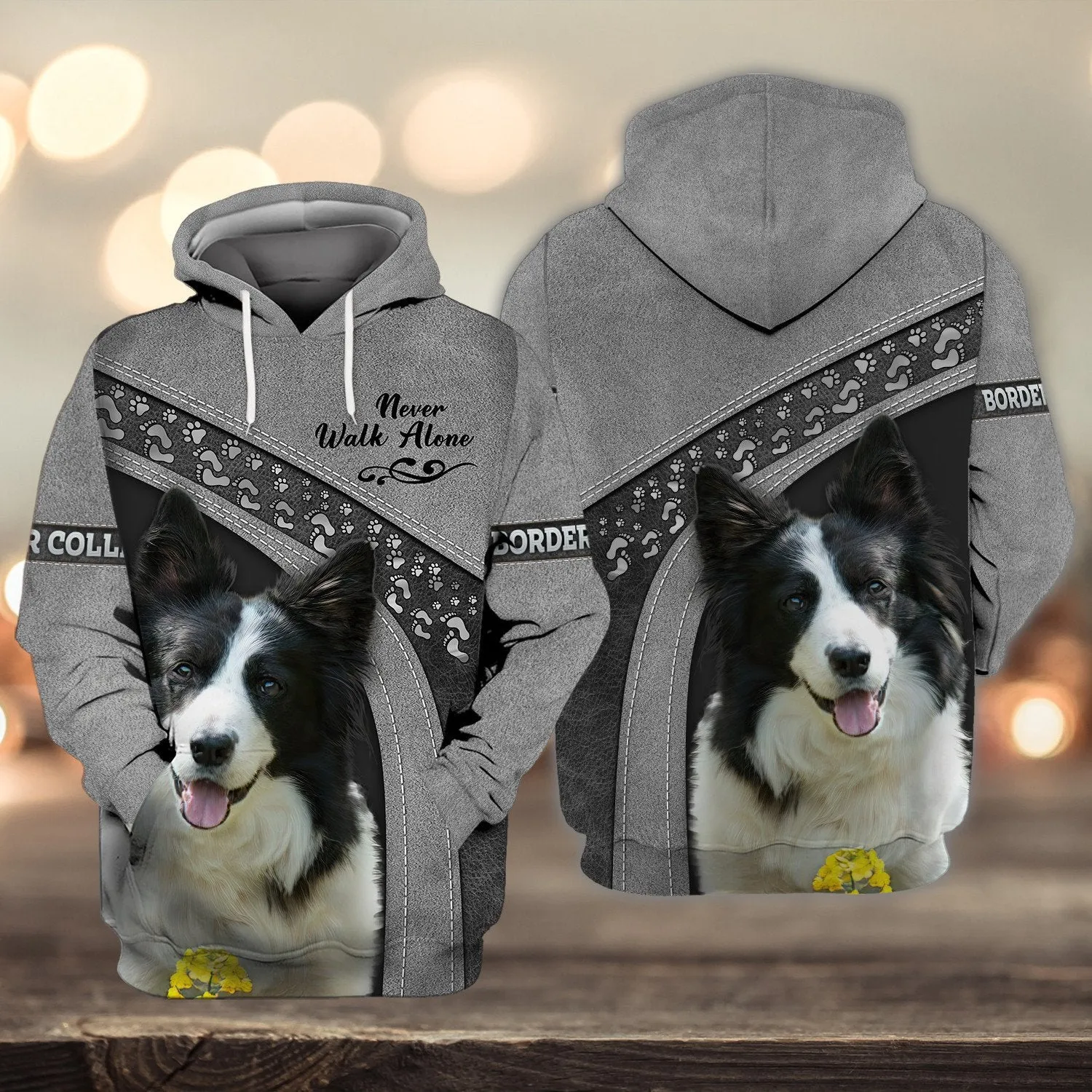 Border Collie Never Walk Alone 3D Full Print Shirts, Shirt For Dog Lovers, Dog Memorial Gifts for loss of Dog