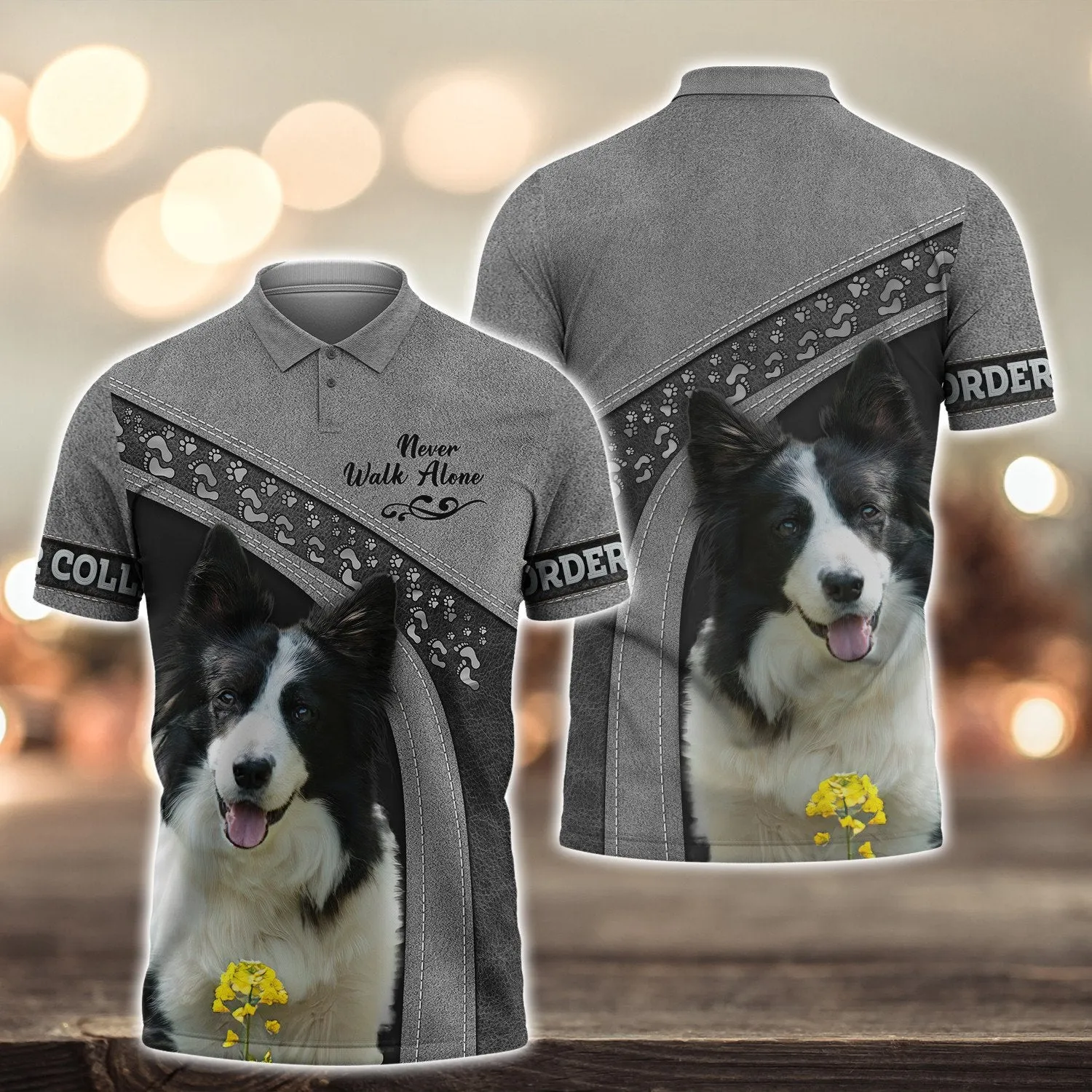 Border Collie Never Walk Alone 3D Full Print Shirts, Shirt For Dog Lovers, Dog Memorial Gifts for loss of Dog