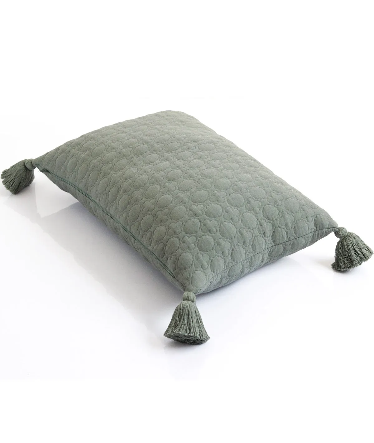 Bubbly - Ryegrass Color 100% Cotton Knitted King Size Double Bed Bedcover with 2 Pillow Cover Set