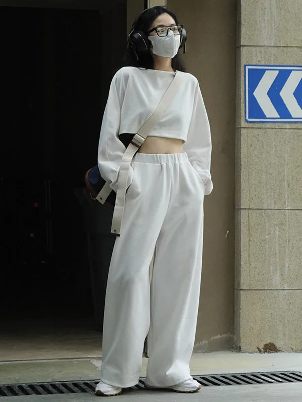 Casual Wide Leg Loose Solid Color Pants