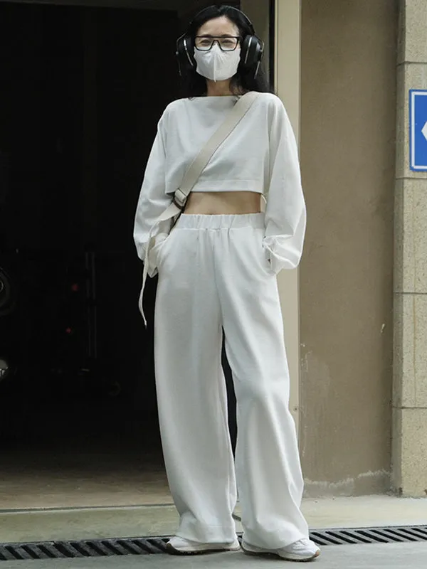 Casual Wide Leg Loose Solid Color Pants