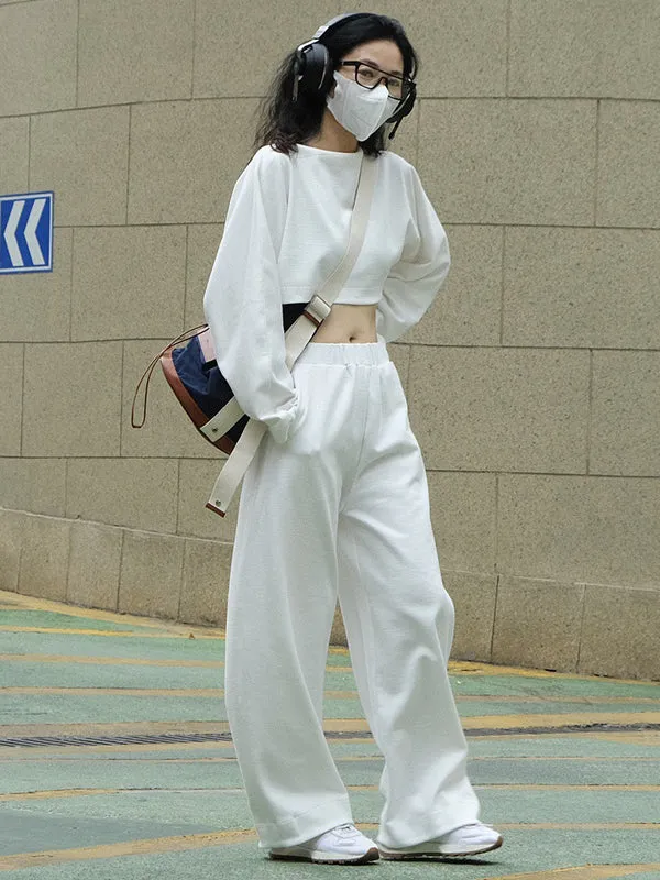 Casual Wide Leg Loose Solid Color Pants