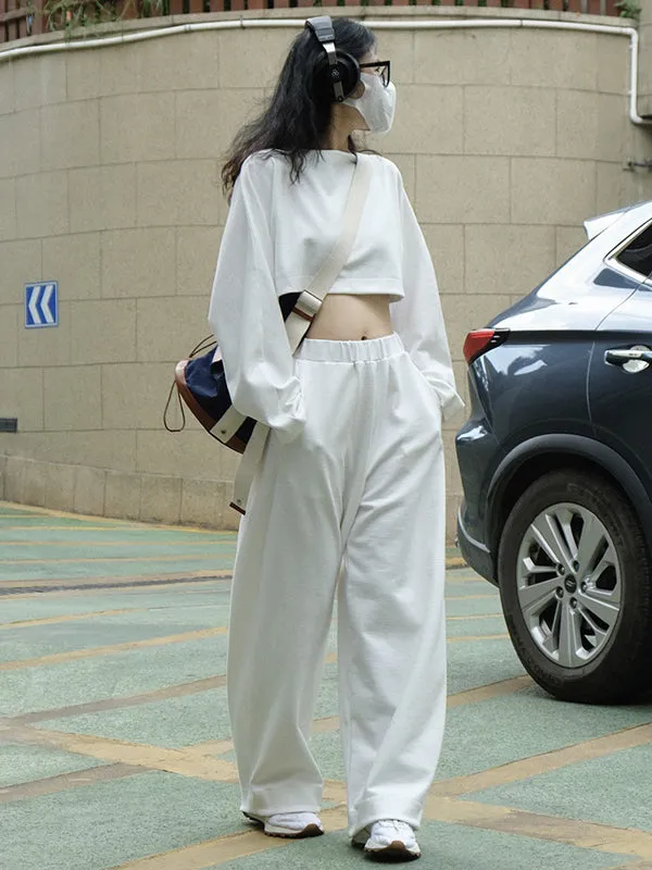 Casual Wide Leg Loose Solid Color Pants