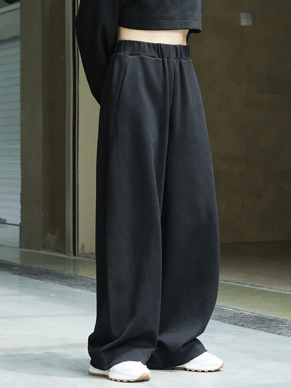 Casual Wide Leg Loose Solid Color Pants