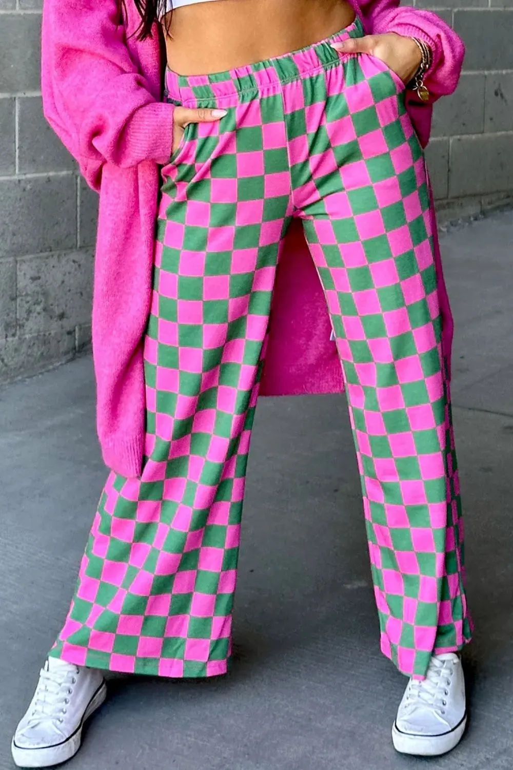 Checkered Wide Leg Pants Preorder