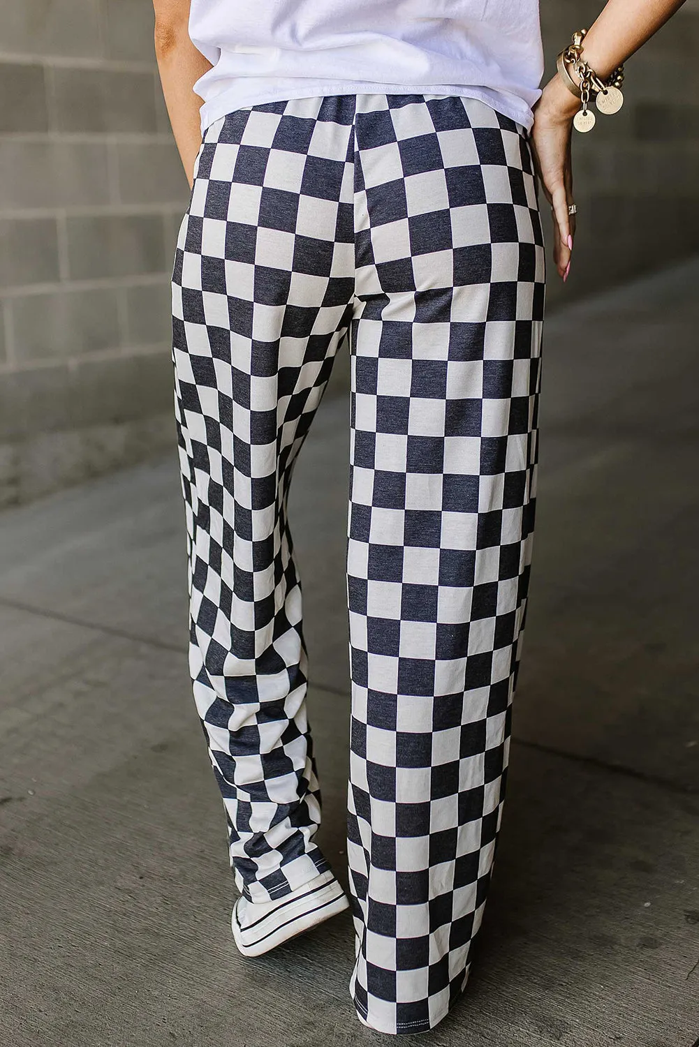 Checkered Wide Leg Pants Preorder