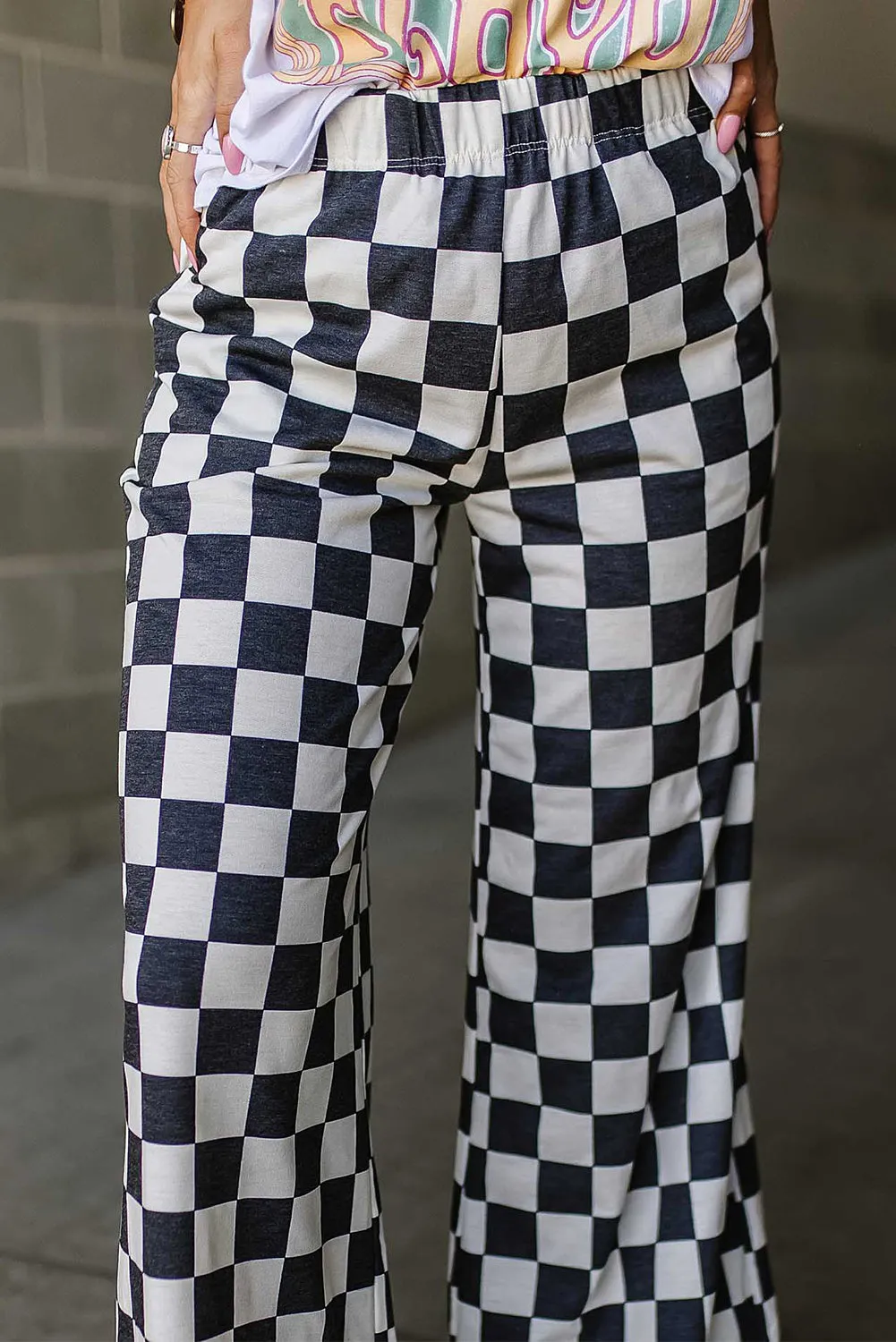 Checkered Wide Leg Pants Preorder