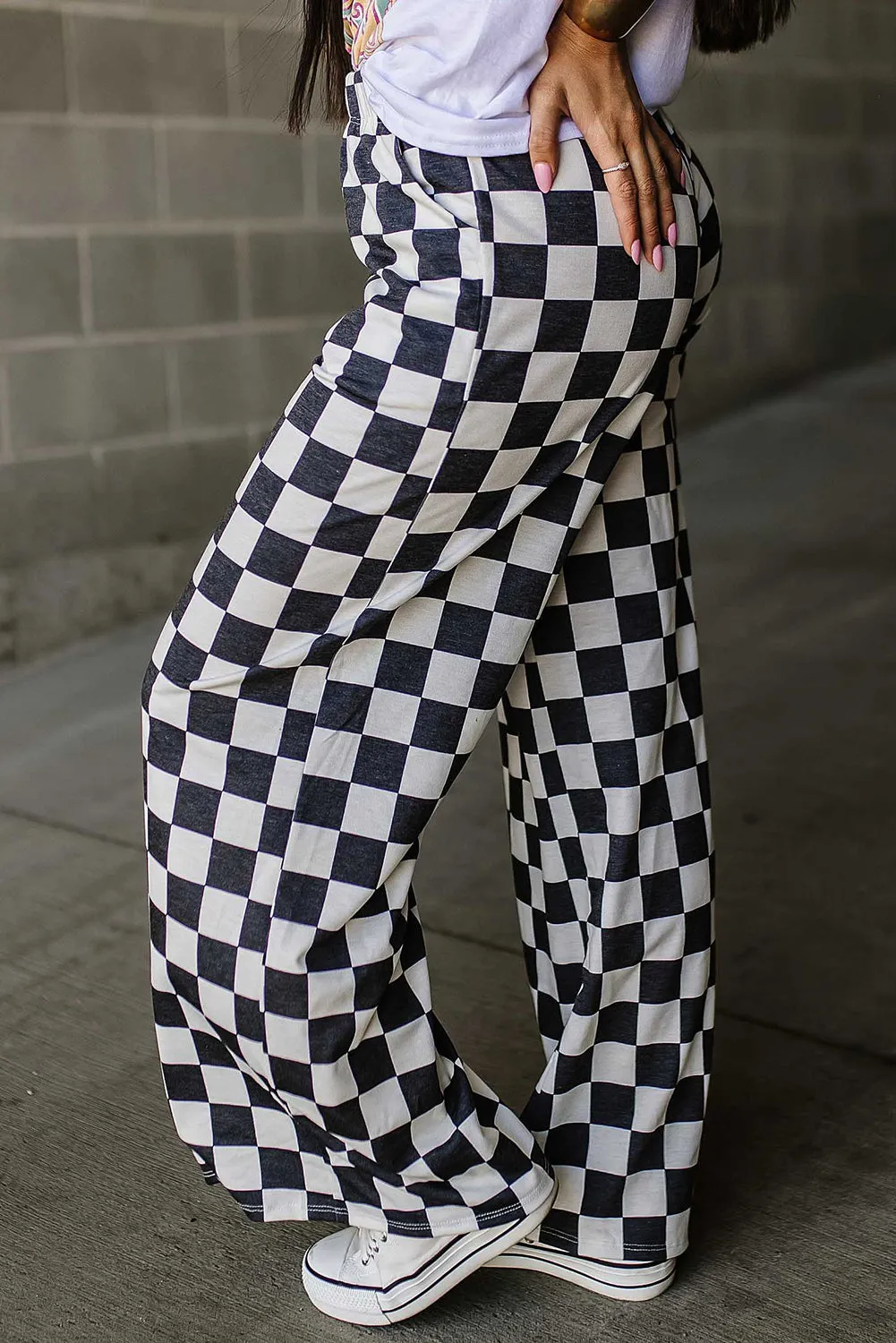 Checkered Wide Leg Pants Preorder