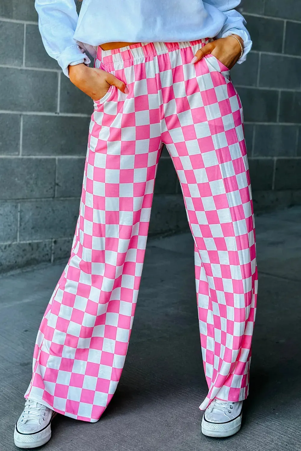 Checkered Wide Leg Pants Preorder