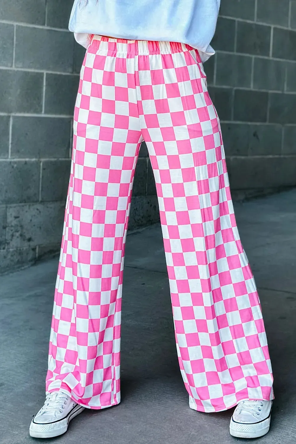 Checkered Wide Leg Pants Preorder