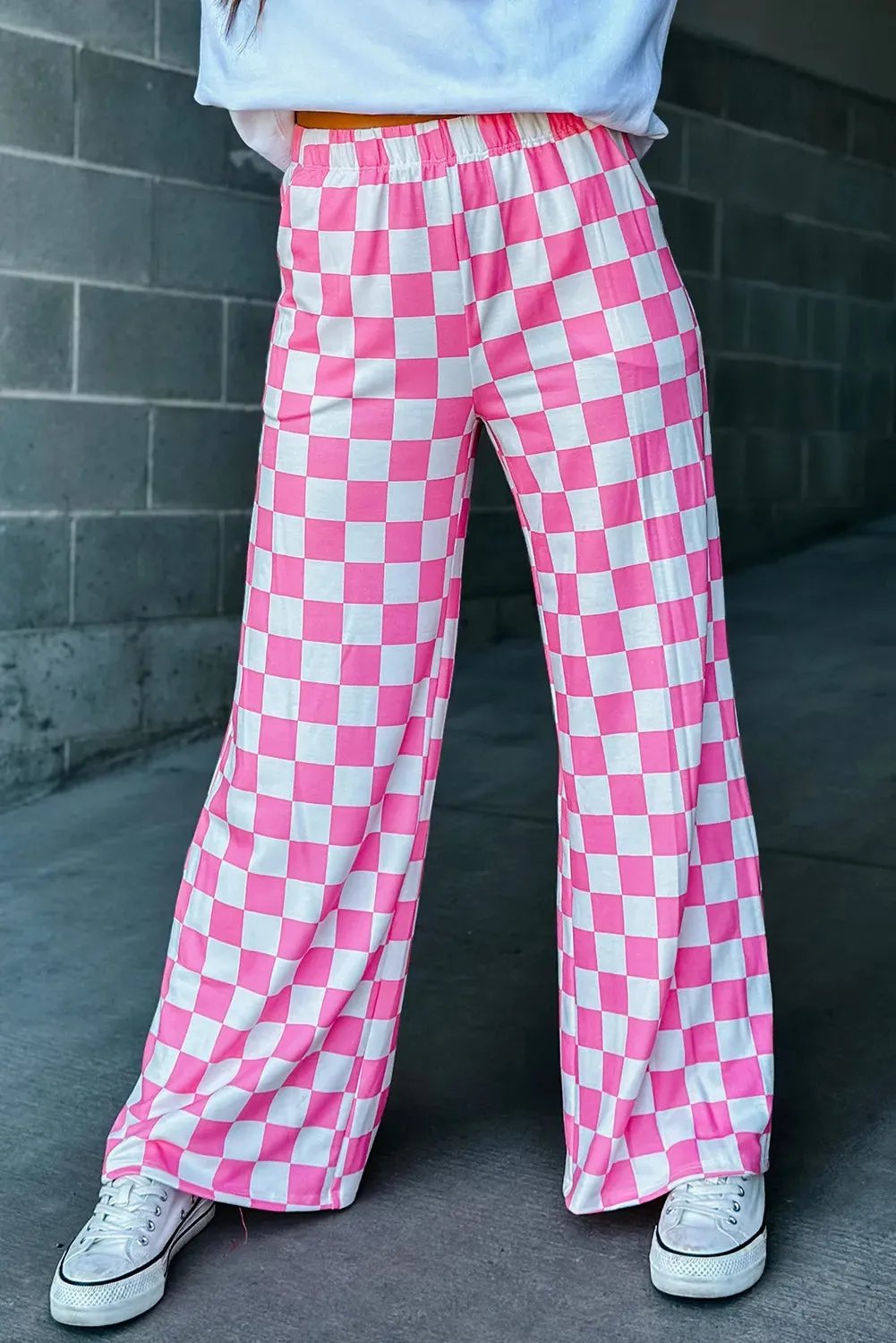 Checkered Wide Leg Pants Preorder