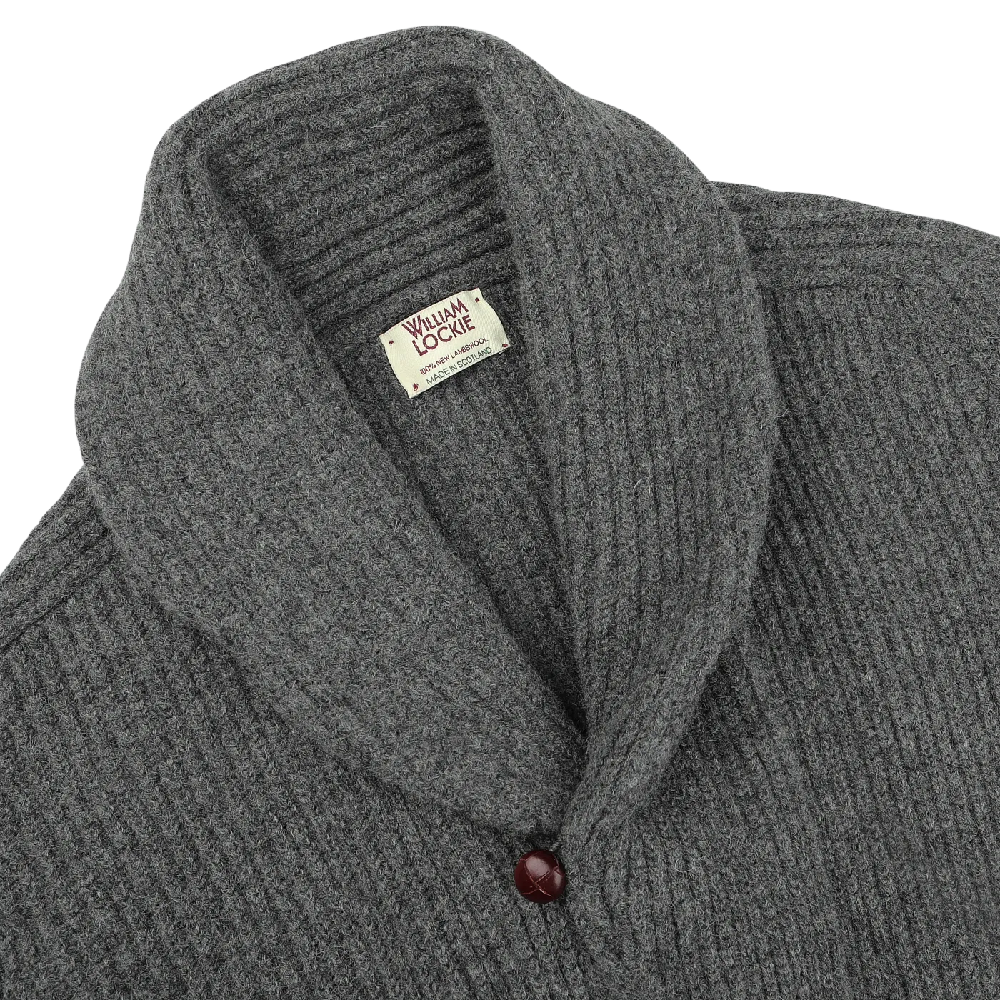 Cliff Grey Lambswool Shawl Collar Cardigan