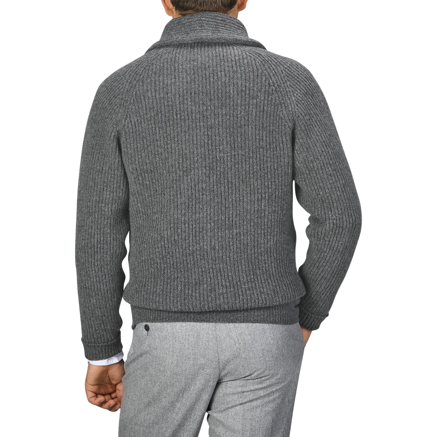 Cliff Grey Lambswool Shawl Collar Cardigan