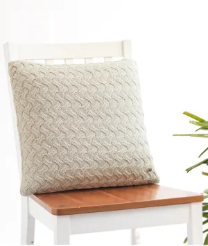 Criss Cross Cotton Knitted Decorative Natural Color 18 x 18 Inches Cushion Cover