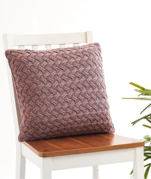 Criss Cross Cotton Knitted Decorative Pewter Color 18 x 18 Inches Cushion Cover