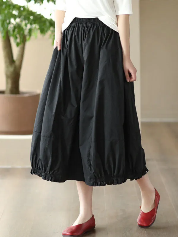 Cropped Pleated Wide Leg Casual Pants Bottoms