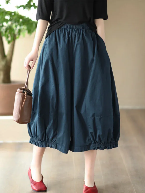 Cropped Pleated Wide Leg Casual Pants Bottoms