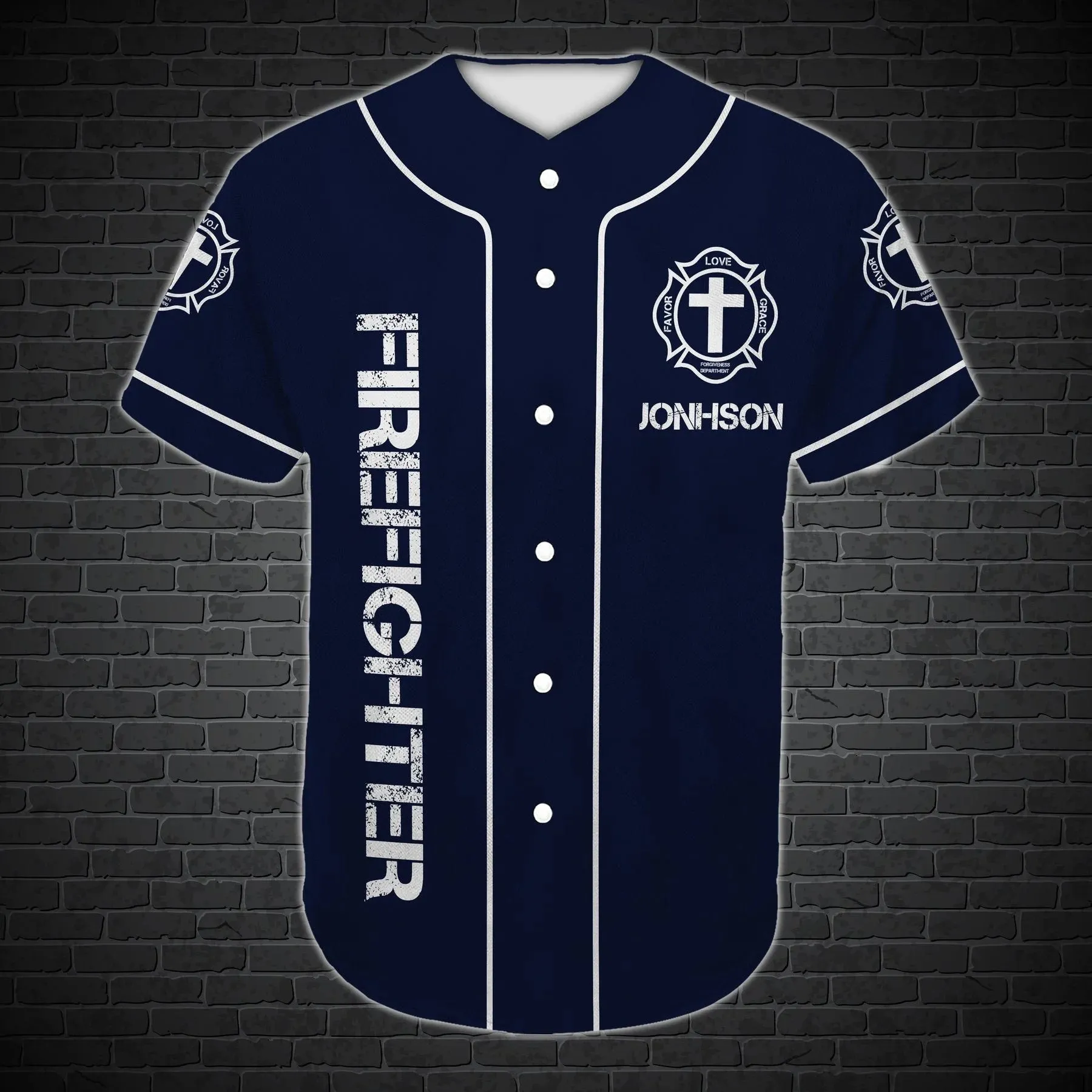 Cross Baseball Jersey - Jesus Original Firefighter Custom Baseball Jersey