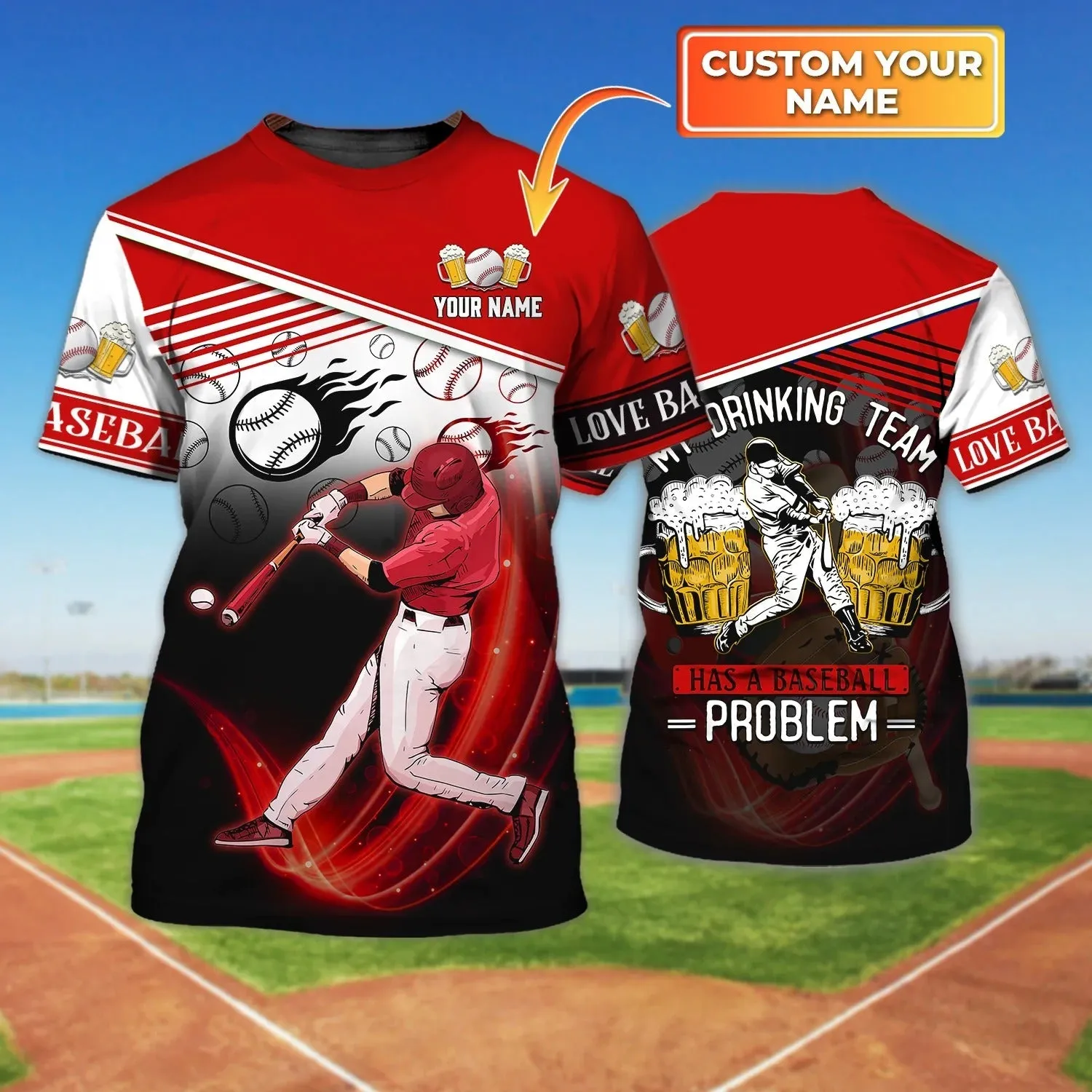 Custom Baseball Shirt, My Drinking Team Has A Baseball Problem, Baseball Player Team Uniform