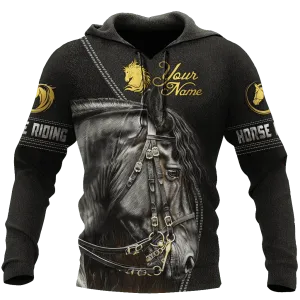 Custom Name Horse Hoodie, Black Horse Hoodie For Men And Women, Rodeo Horse Hoodie