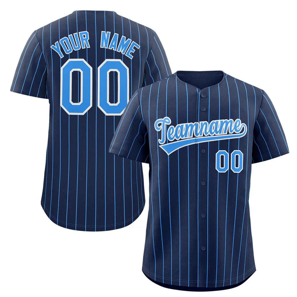 Custom Pinstripe Baseball Jersey Button Down Shirt Printed or Personalized Name Number for Men Women