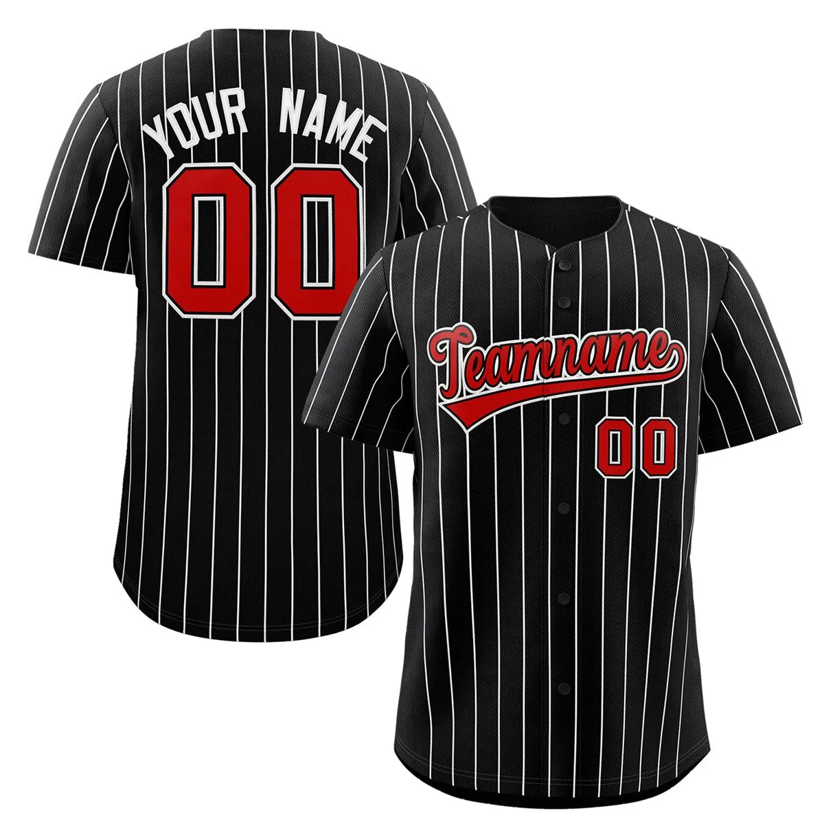 Custom Pinstripe Baseball Jersey Button Down Shirt Printed or Personalized Name Number for Men Women