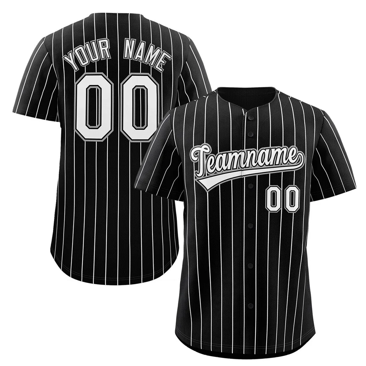 Custom Pinstripe Baseball Jersey Button Down Shirt Printed or Personalized Name Number for Men Women