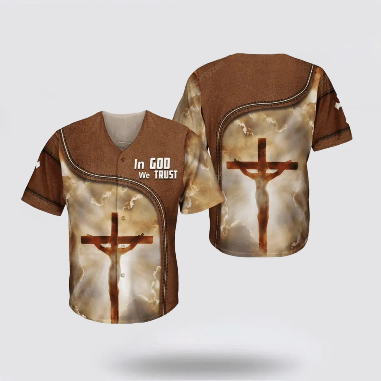 Custom Sports Baseball Jersey in GOD WE Trust Jesus Cross Christian