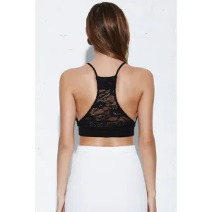 EMPIRE Black Lace Strappy Racer Back Crop Top