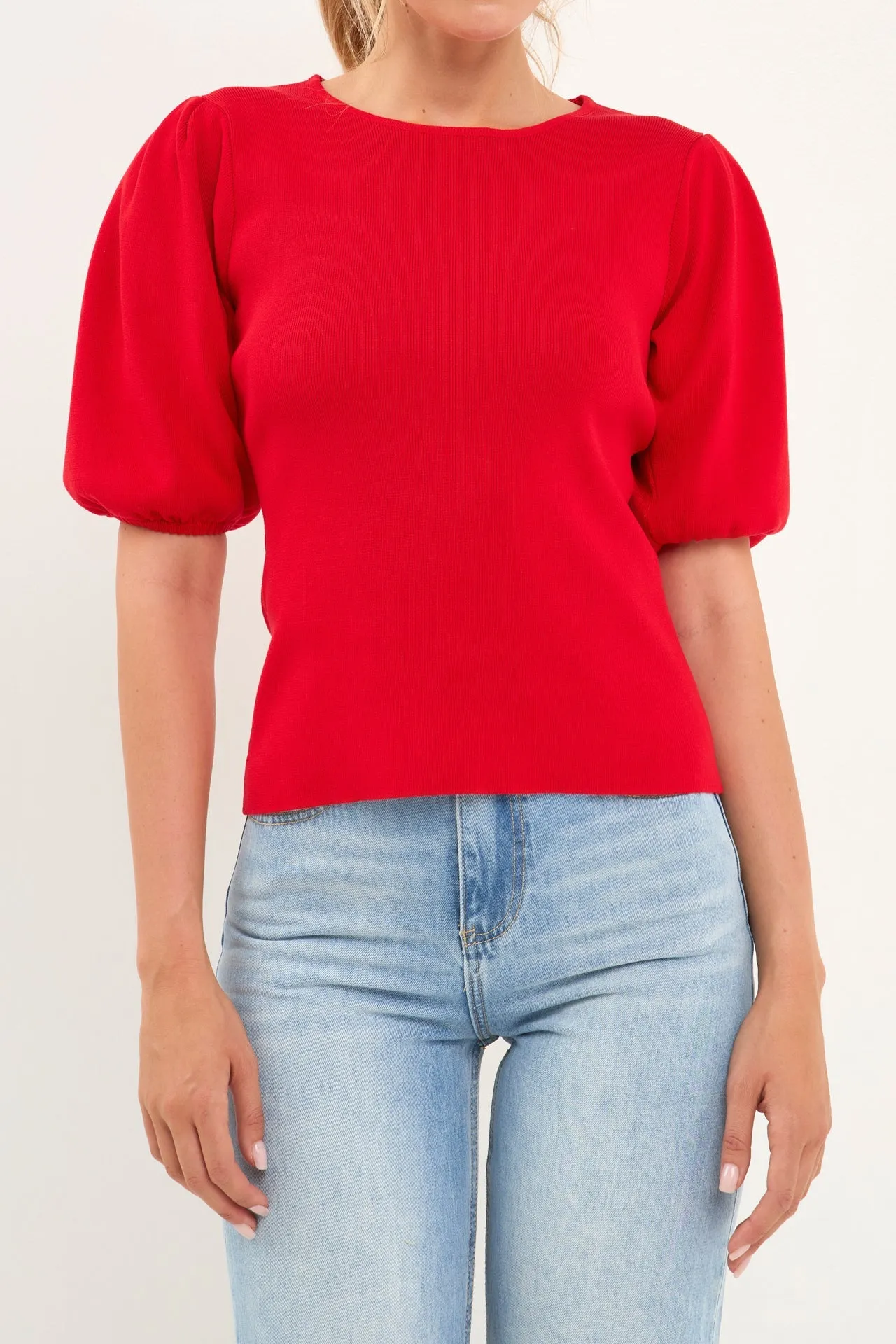 English Factory - Short Puff Sleeves Sweater Top