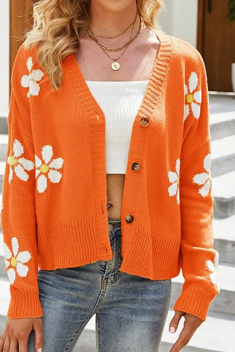 Flower Power Cardigan Orange