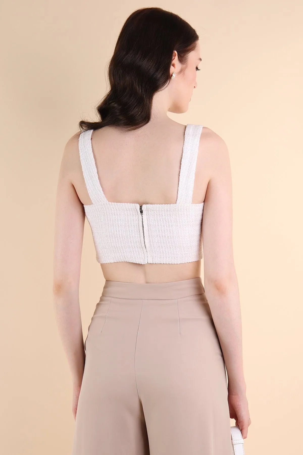 FRANCES TWEED TOP IN WHITE