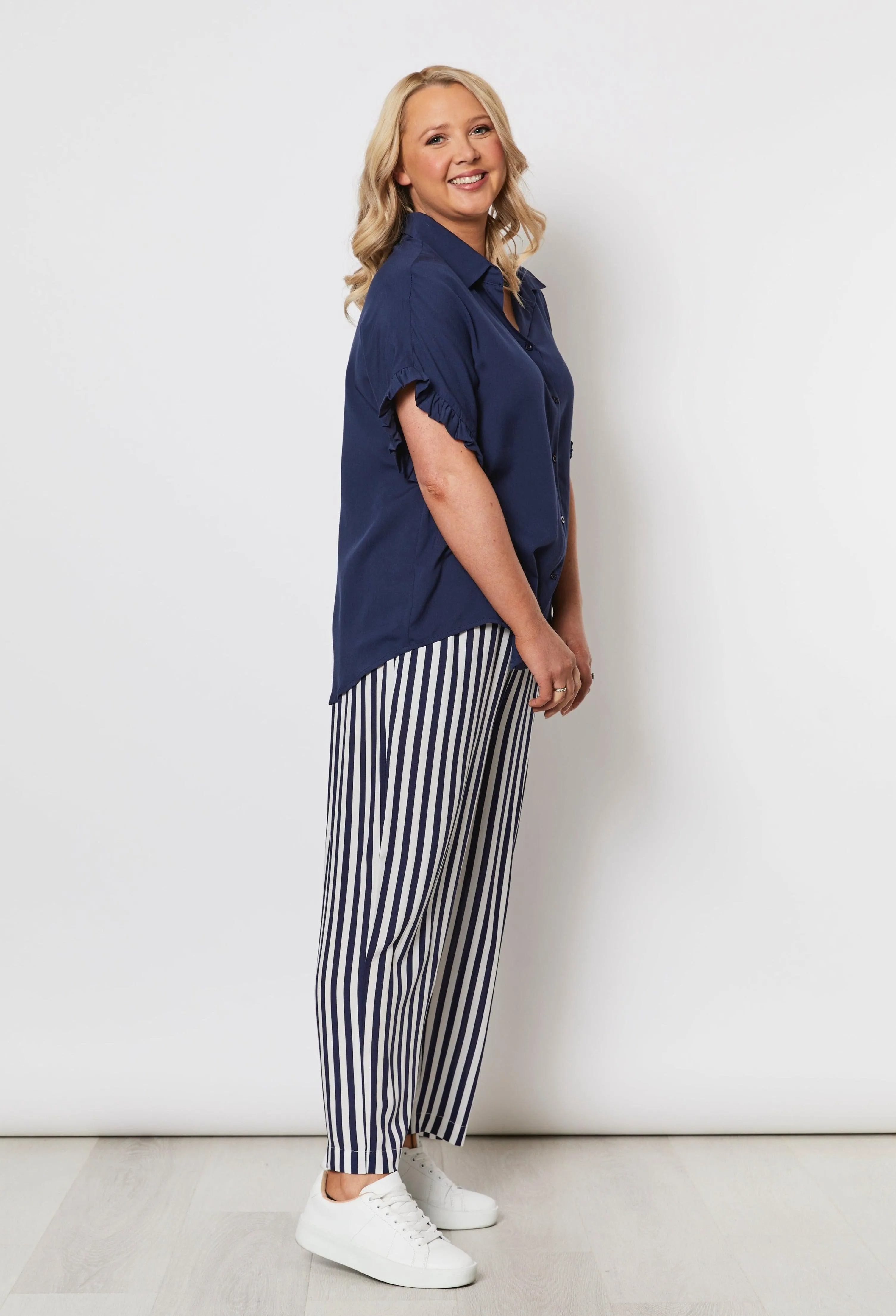 Frilled Hem Top - Navy