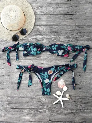 Garden Print Off The Shoulder Bikini Set