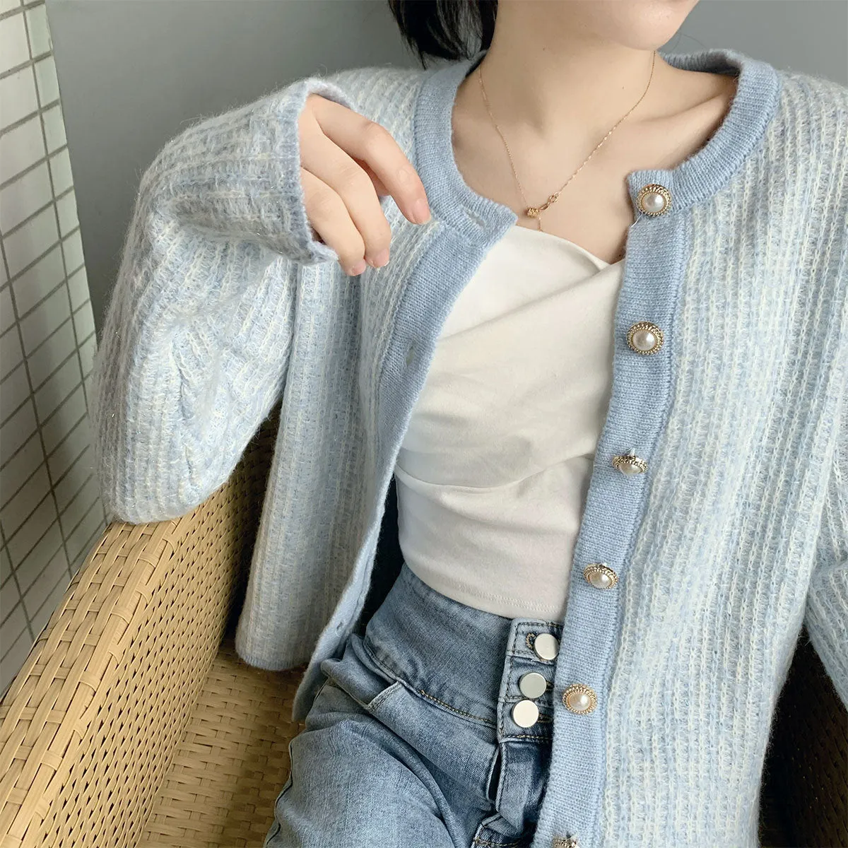 Gentle Temperament Young Lady Little Fragrant Wind Cardigan Women Loose Top