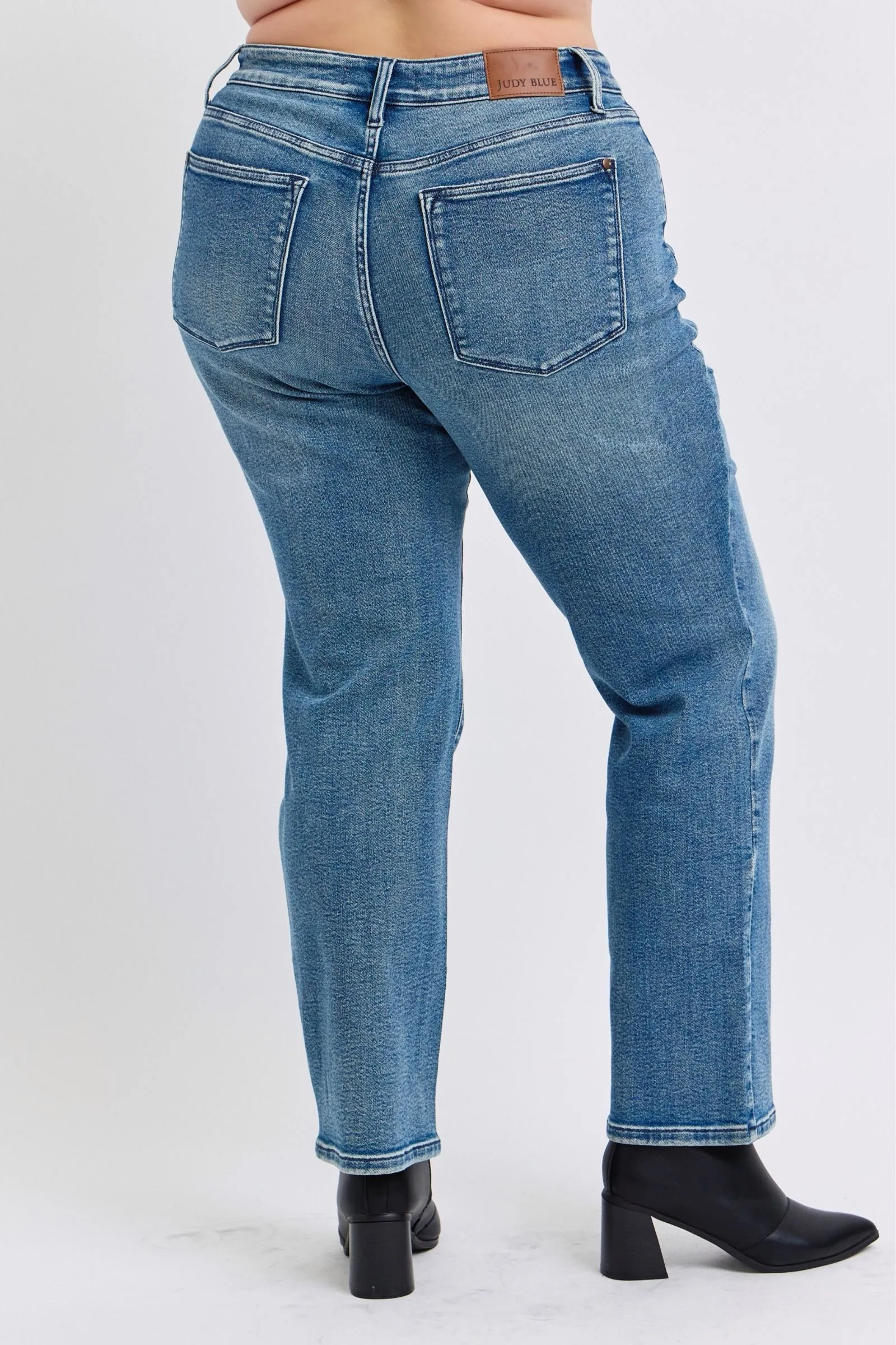 Judy Blue Mid Rise Contrast Wash Destroyed Dad Denim 88859