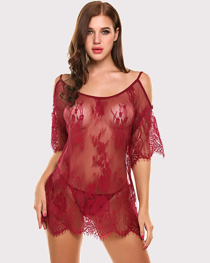 Lace Smock Lingerie Mini Babydoll