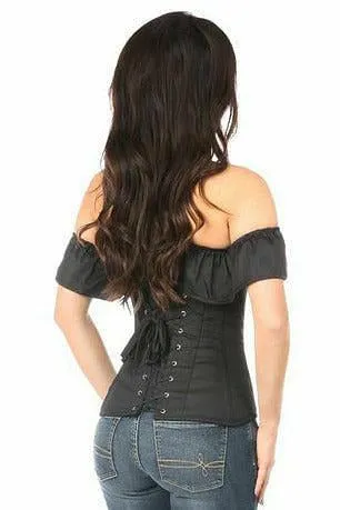 Lavish Black Cotton Off-The-Shoulder Corset