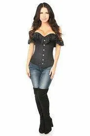 Lavish Black Cotton Off-The-Shoulder Corset