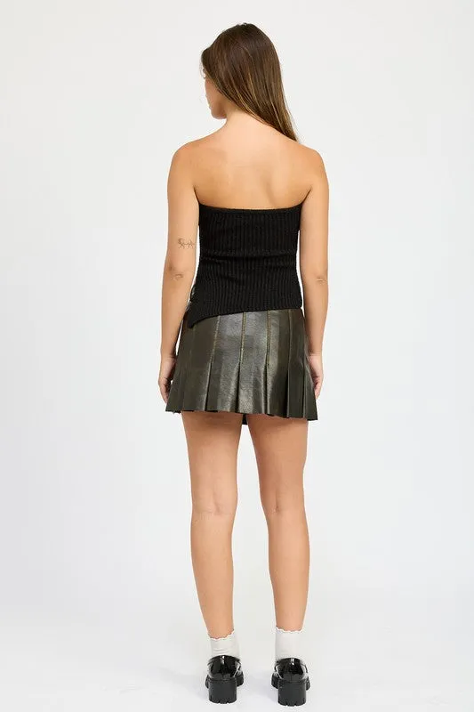 LEATHER PLEATED SKIRT