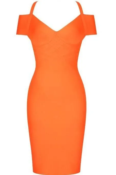 Leo Bandage Midi Dress - Apricot Orange