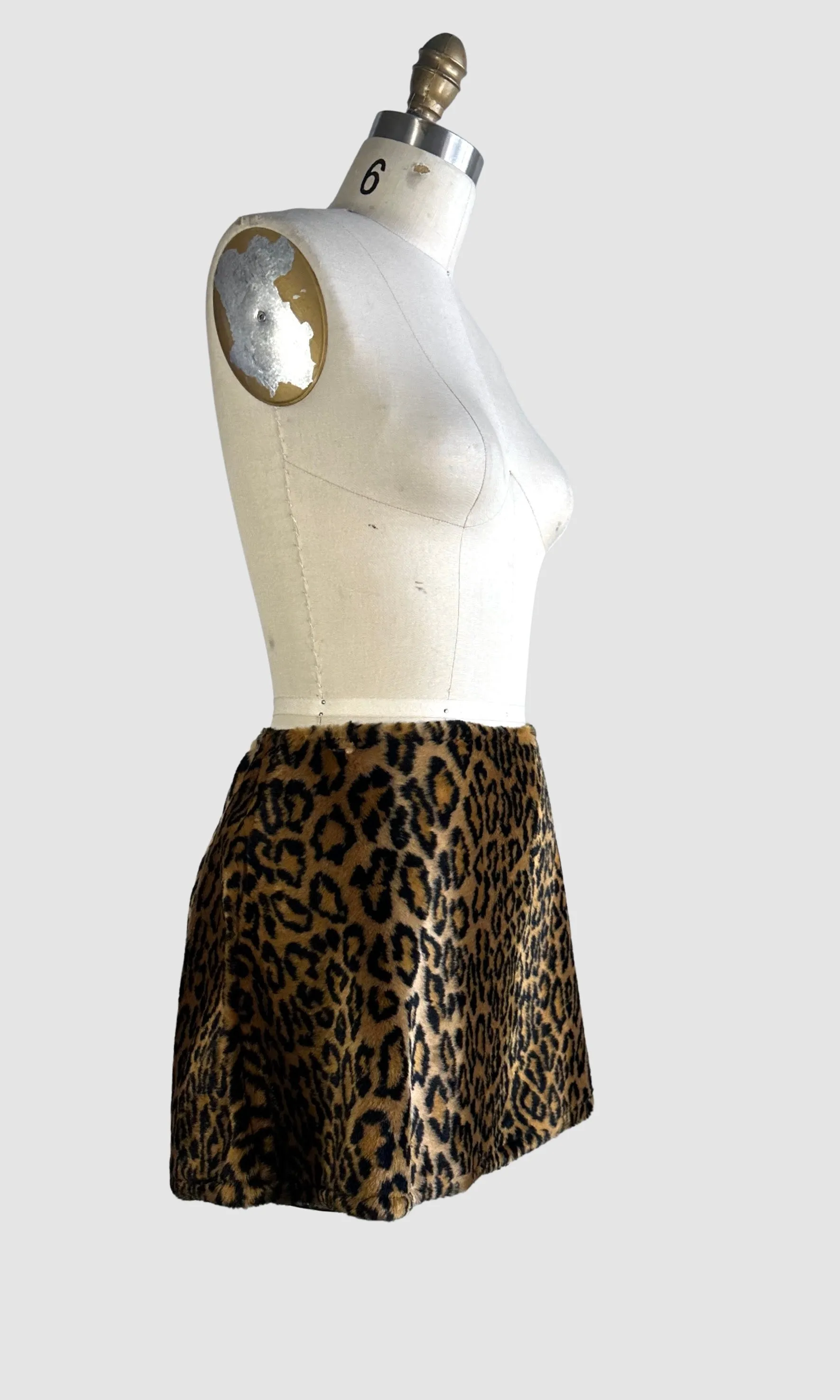 LIP SERVICE 90s Faux Fur Leopard Print Mini Skirt • Small Medium