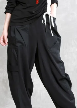 Literary personality wide-leg pants women solid spring loose casual pants