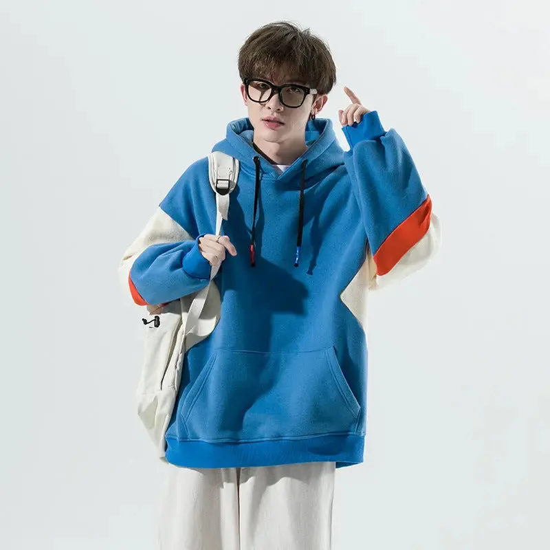 Loose Color blocked Pullover Hoodie