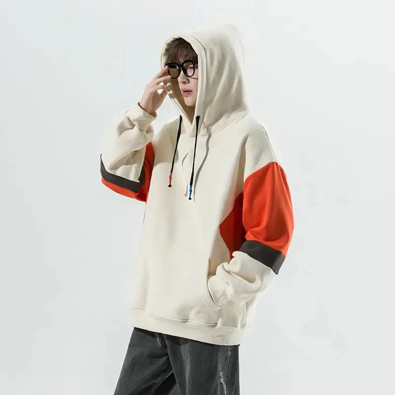 Loose Color blocked Pullover Hoodie