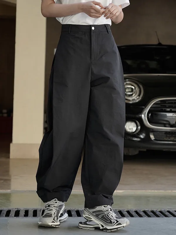 Loose Wide Leg High-Waisted Pleated Solid Color Casual Pants Bottoms Trousers